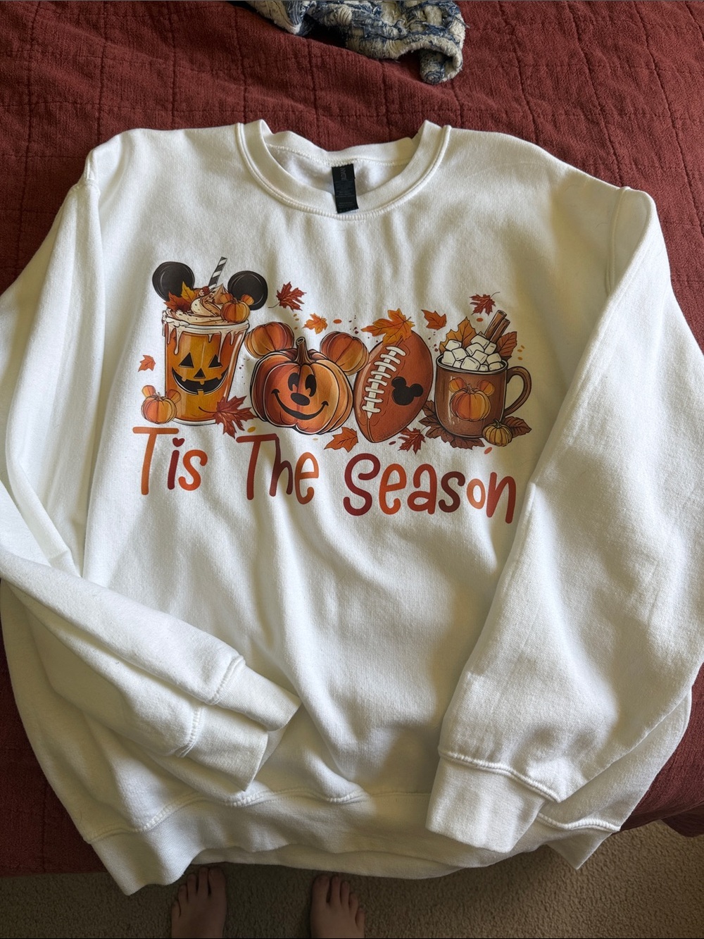 Gildan White Sweatshirt with Red Accent